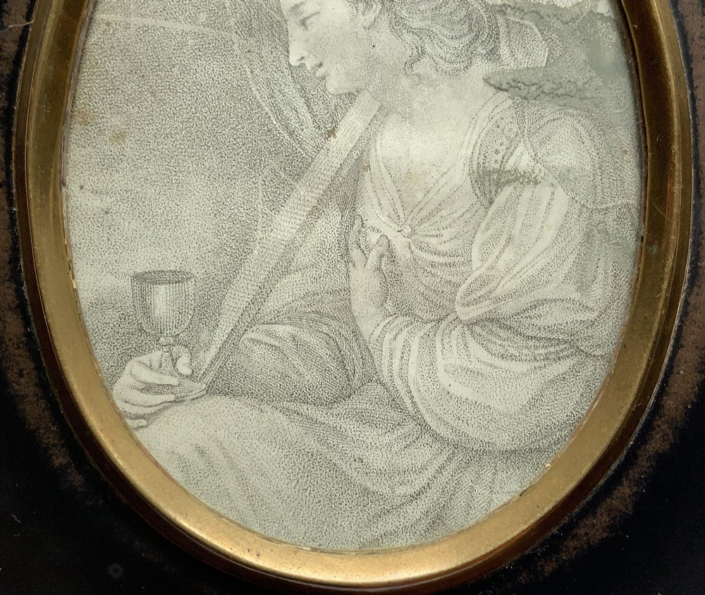 Georgian Miniature Pen and Ink Portrait Drawing - 18th Century Ebony Frame 1of3 View V
