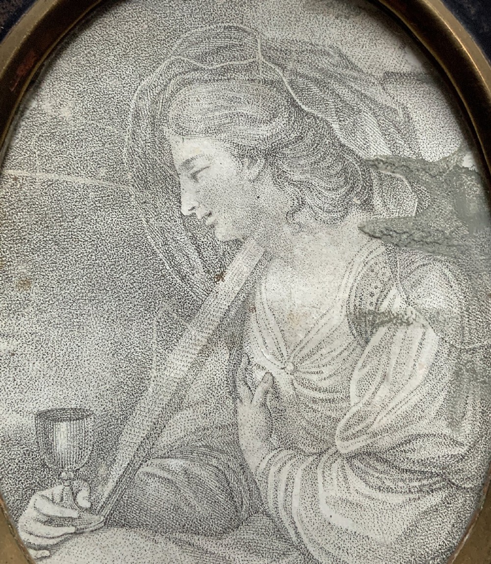 Georgian Miniature Pen and Ink Portrait Drawing - 18th Century Ebony Frame 1of3 View VII