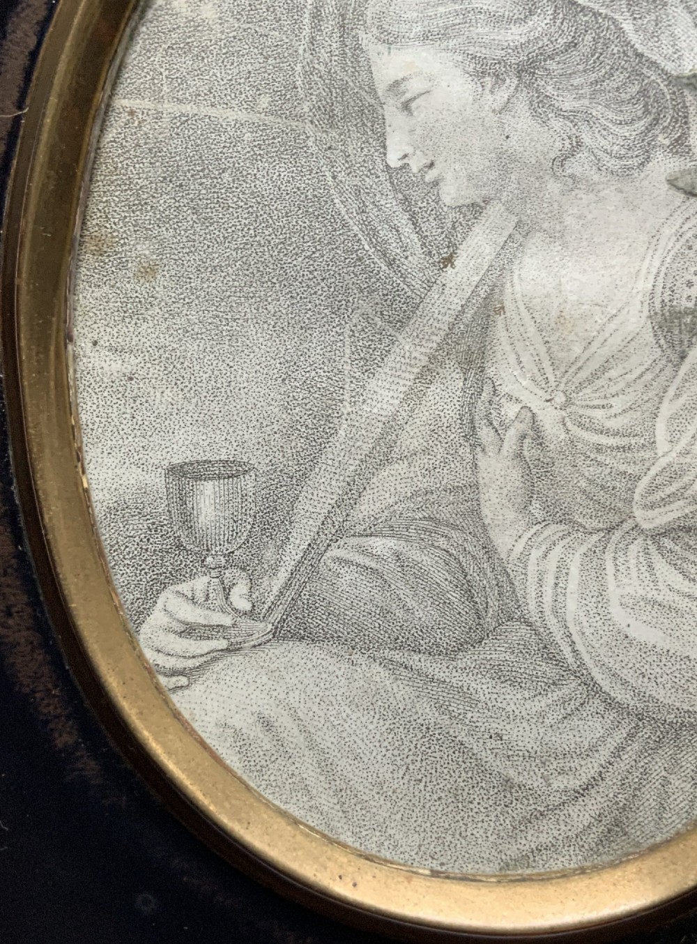 Georgian Miniature Pen and Ink Portrait Drawing - 18th Century Ebony Frame 1of3 View VIII