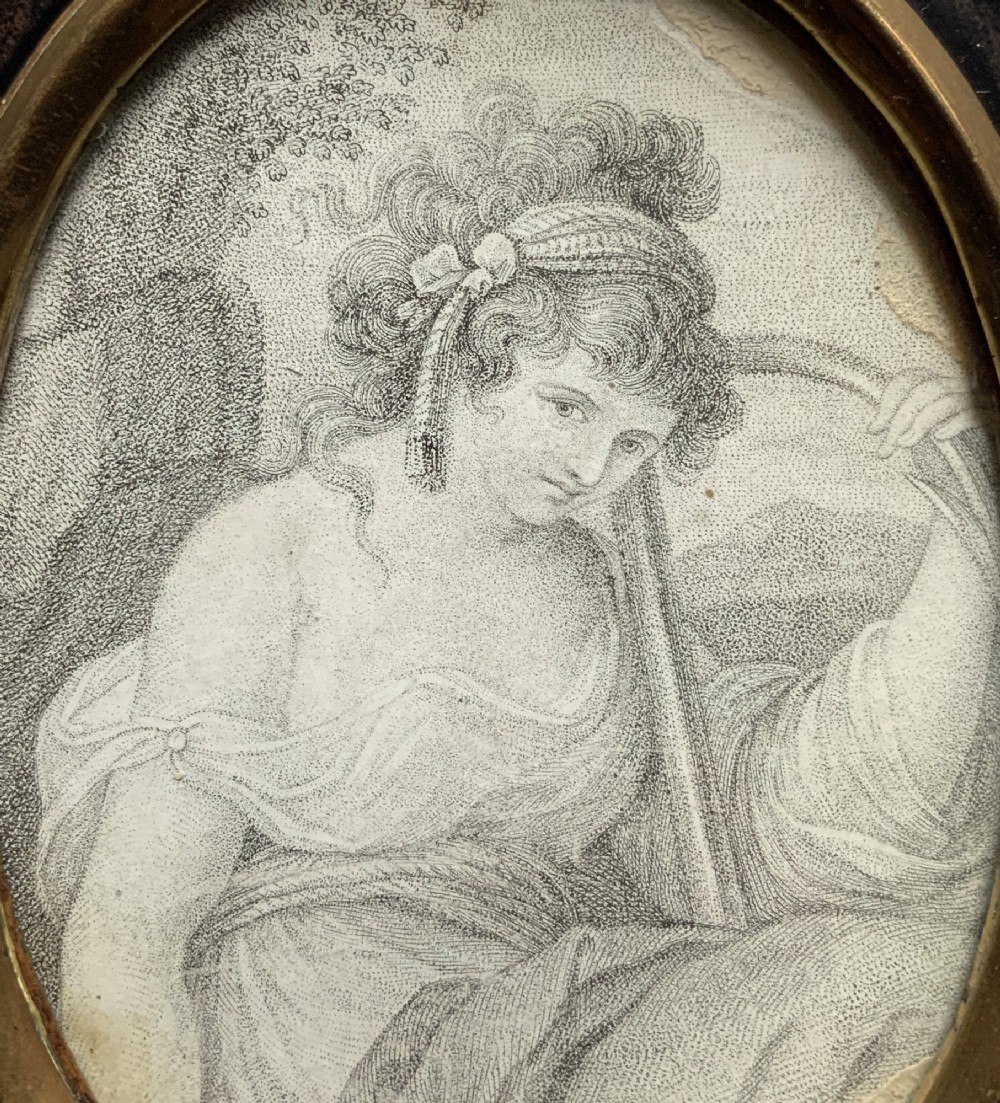 Georgian Miniature Pen and Ink Portrait Drawing - 18th Century Ebony Frame 2of3 View IV
