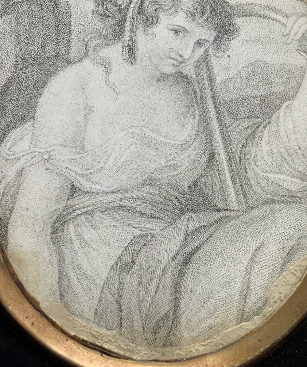 Georgian Miniature Pen and Ink Portrait Drawing - 18th Century Ebony Frame 2of3 View VI