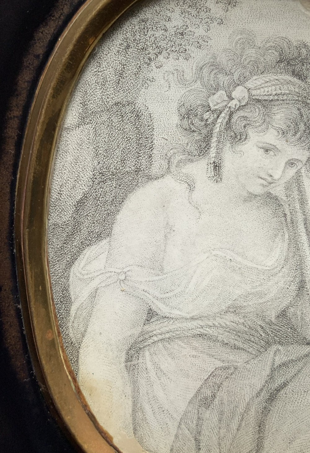 Georgian Miniature Pen and Ink Portrait Drawing - 18th Century Ebony Frame 2of3 View VII