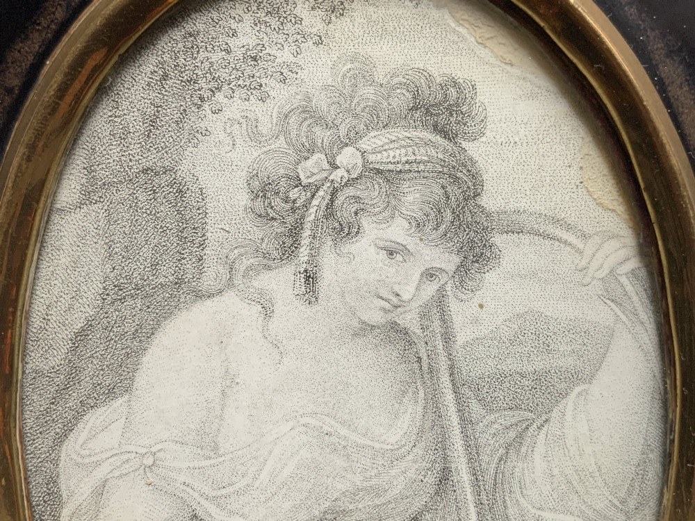 Georgian Miniature Pen and Ink Portrait Drawing - 18th Century Ebony Frame 2of3 View VIII
