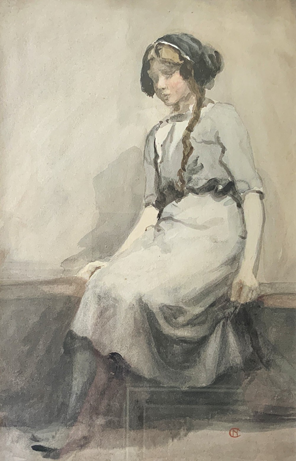 A Phenomenal French Portrait Painting Watercolour & Wash Circa 1900 Antique View III