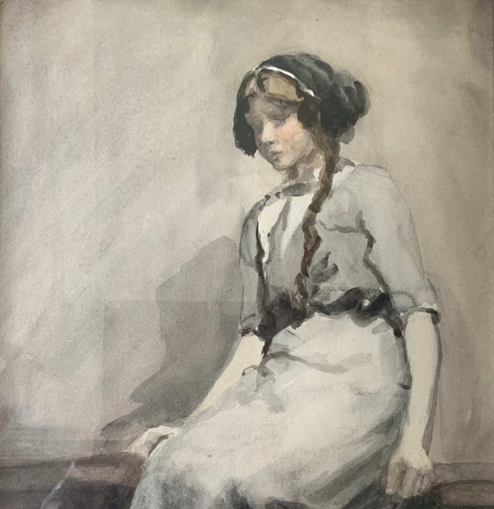 A Phenomenal French Portrait Painting Watercolour & Wash Circa 1900 Antique View IV