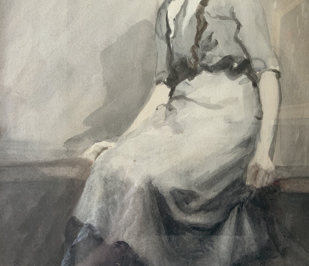 A Phenomenal French Portrait Painting Watercolour & Wash Circa 1900 Antique View VIII