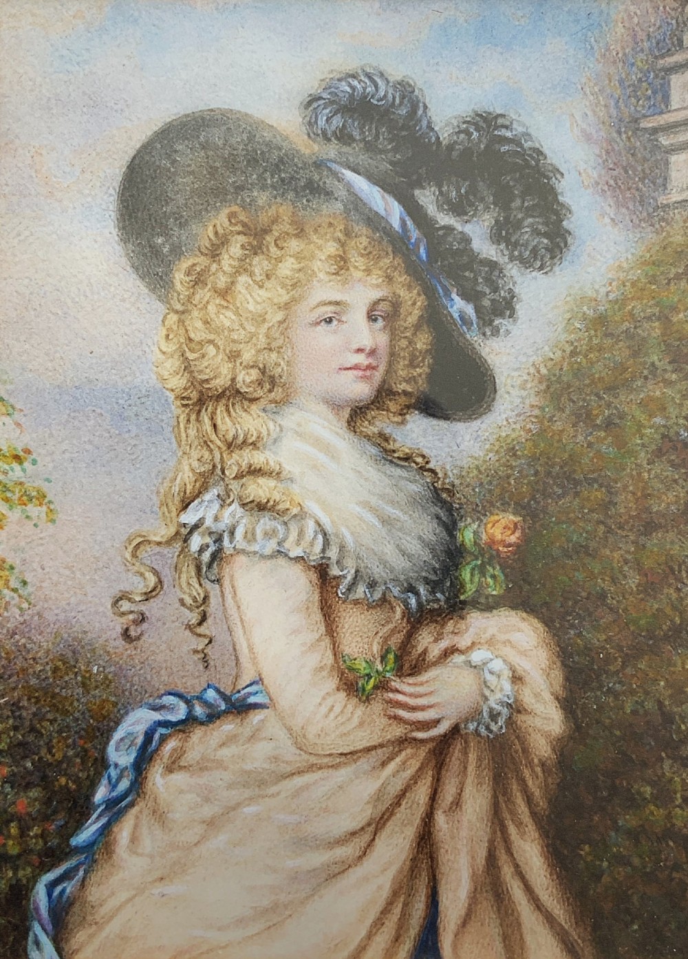 Miniature Antique Portrait Painting Duchess of Devonshire Immaculate Original