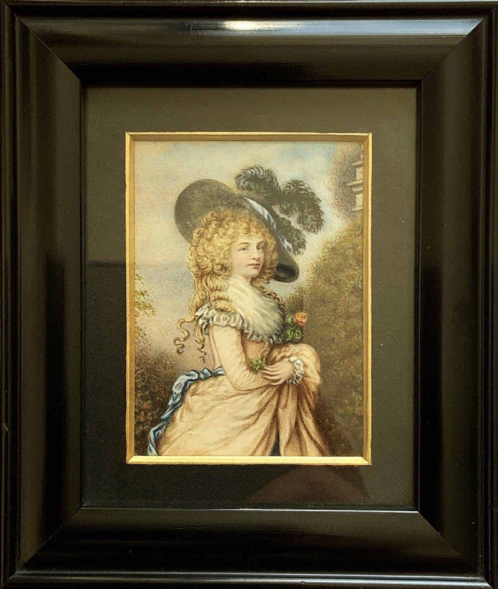 Miniature Antique Portrait Painting Duchess of Devonshire Immaculate Original View II