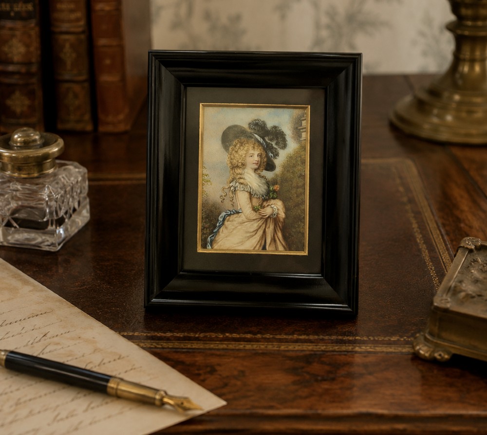 Miniature Antique Portrait Painting Duchess of Devonshire Immaculate Original View III