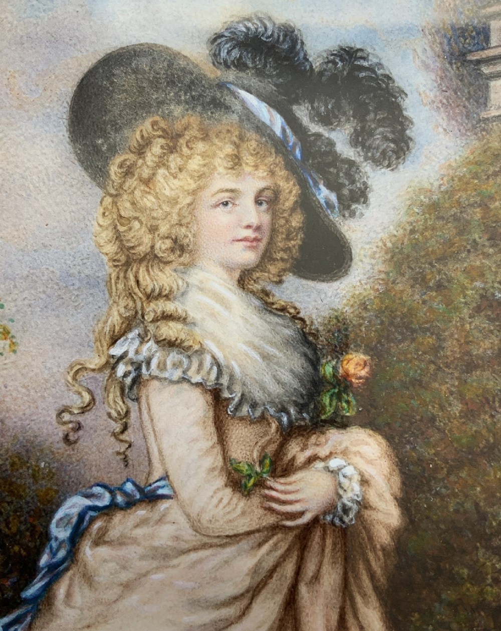 Miniature Antique Portrait Painting Duchess of Devonshire Immaculate Original View V