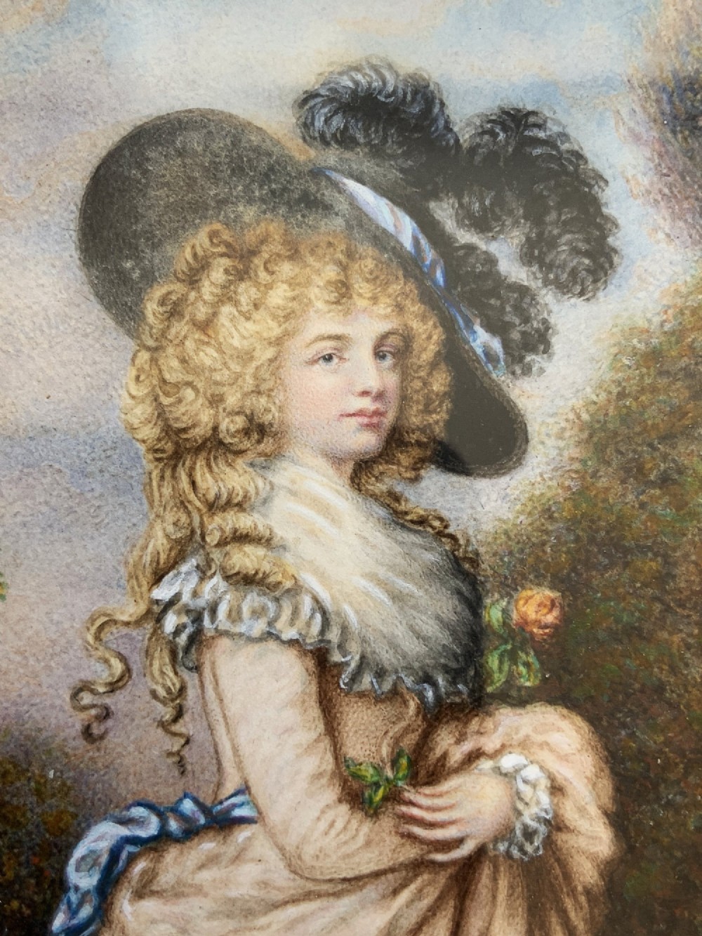 Miniature Antique Portrait Painting Duchess of Devonshire Immaculate Original View VI