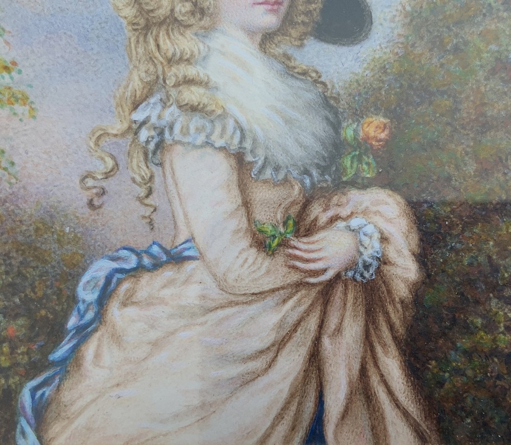 Miniature Antique Portrait Painting Duchess of Devonshire Immaculate Original View VII