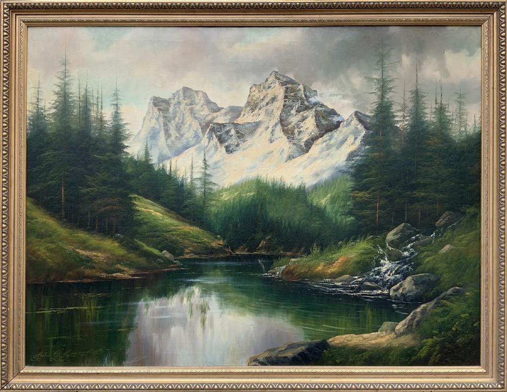 Large Scottish Highland Landscape Oil Painting Vintage Antique by Andrew Kurtis