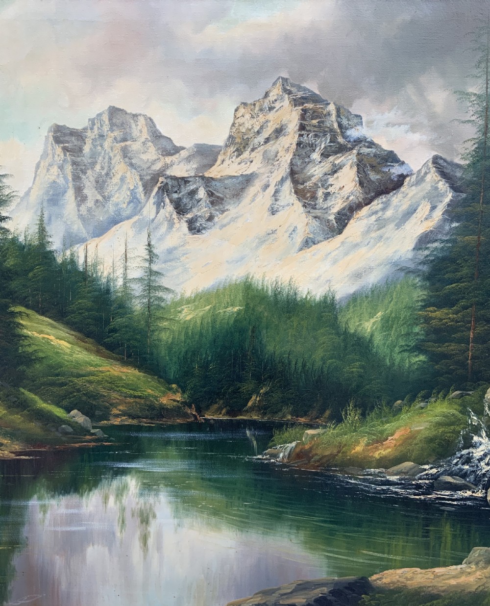 Large Scottish Highland Landscape Oil Painting Vintage Antique by Andrew Kurtis View V