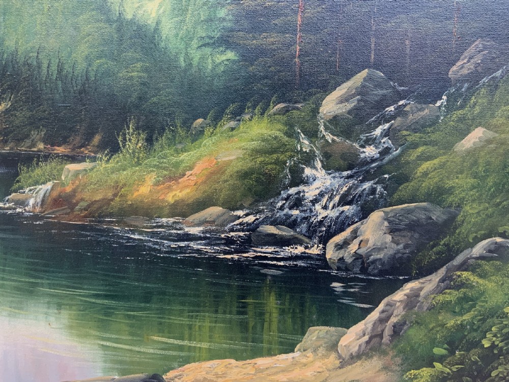 Large Scottish Highland Landscape Oil Painting Vintage Antique by Andrew Kurtis View XI