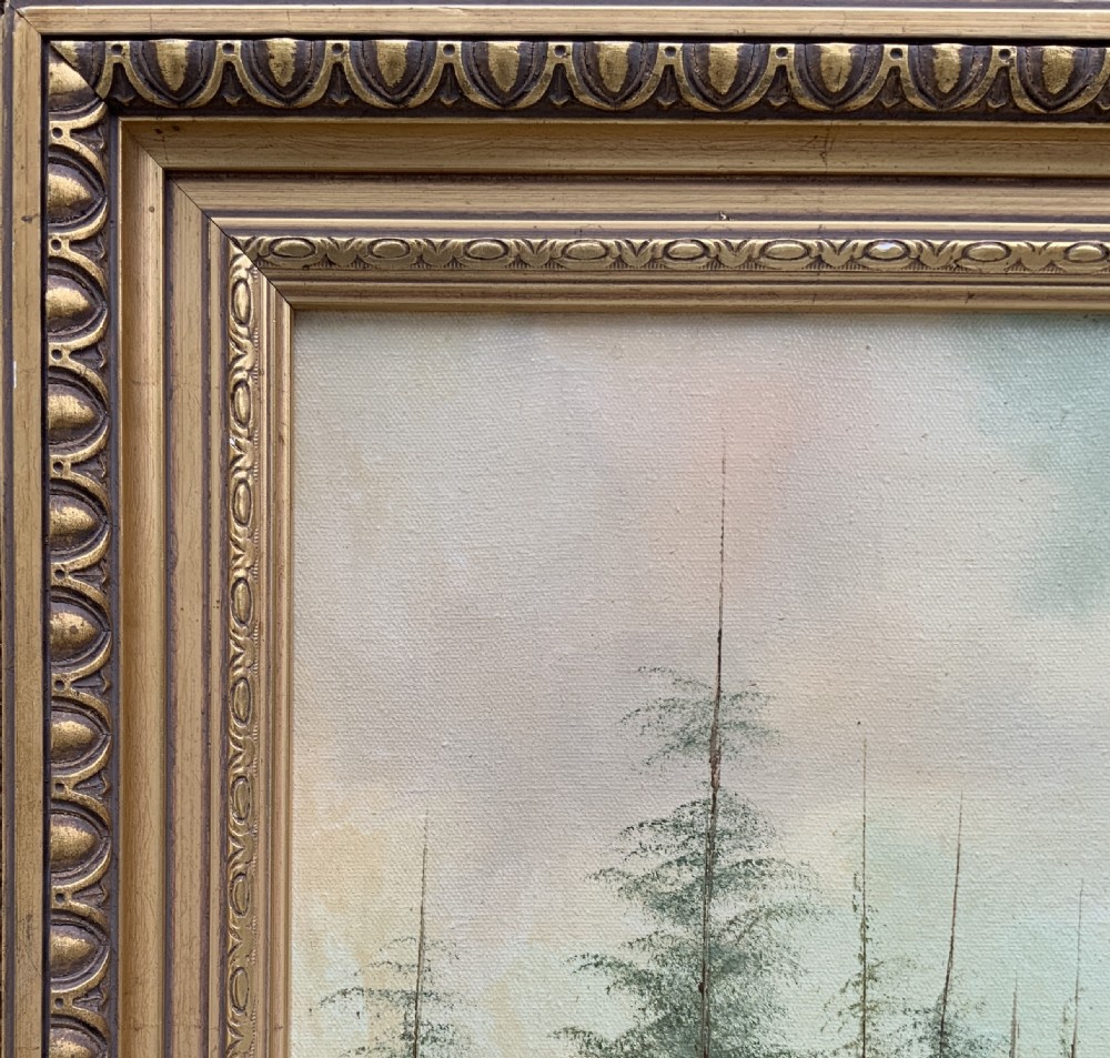 Large Scottish Highland Landscape Oil Painting Vintage Antique by Andrew Kurtis View XII