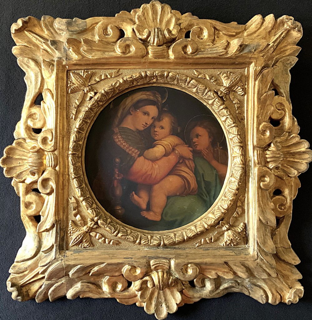 Fine 18thC Italian Old Master Oil Portrait Painting Florentine Giltwood Frame