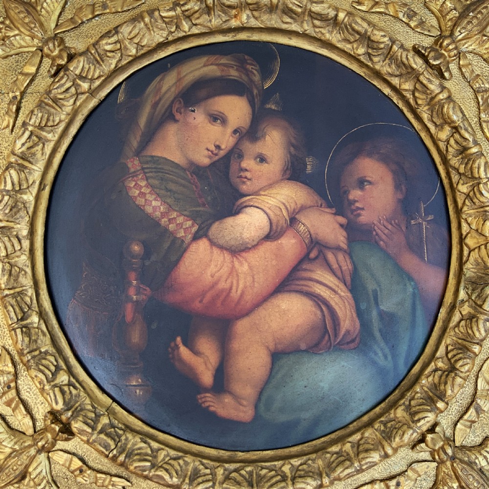 Fine 18thC Italian Old Master Oil Portrait Painting Florentine Giltwood Frame View II