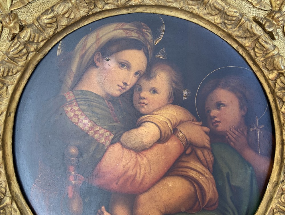 Fine 18thC Italian Old Master Oil Portrait Painting Florentine Giltwood Frame View IV
