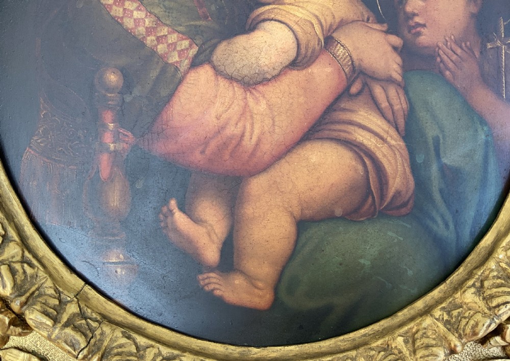 Fine 18thC Italian Old Master Oil Portrait Painting Florentine Giltwood Frame View V