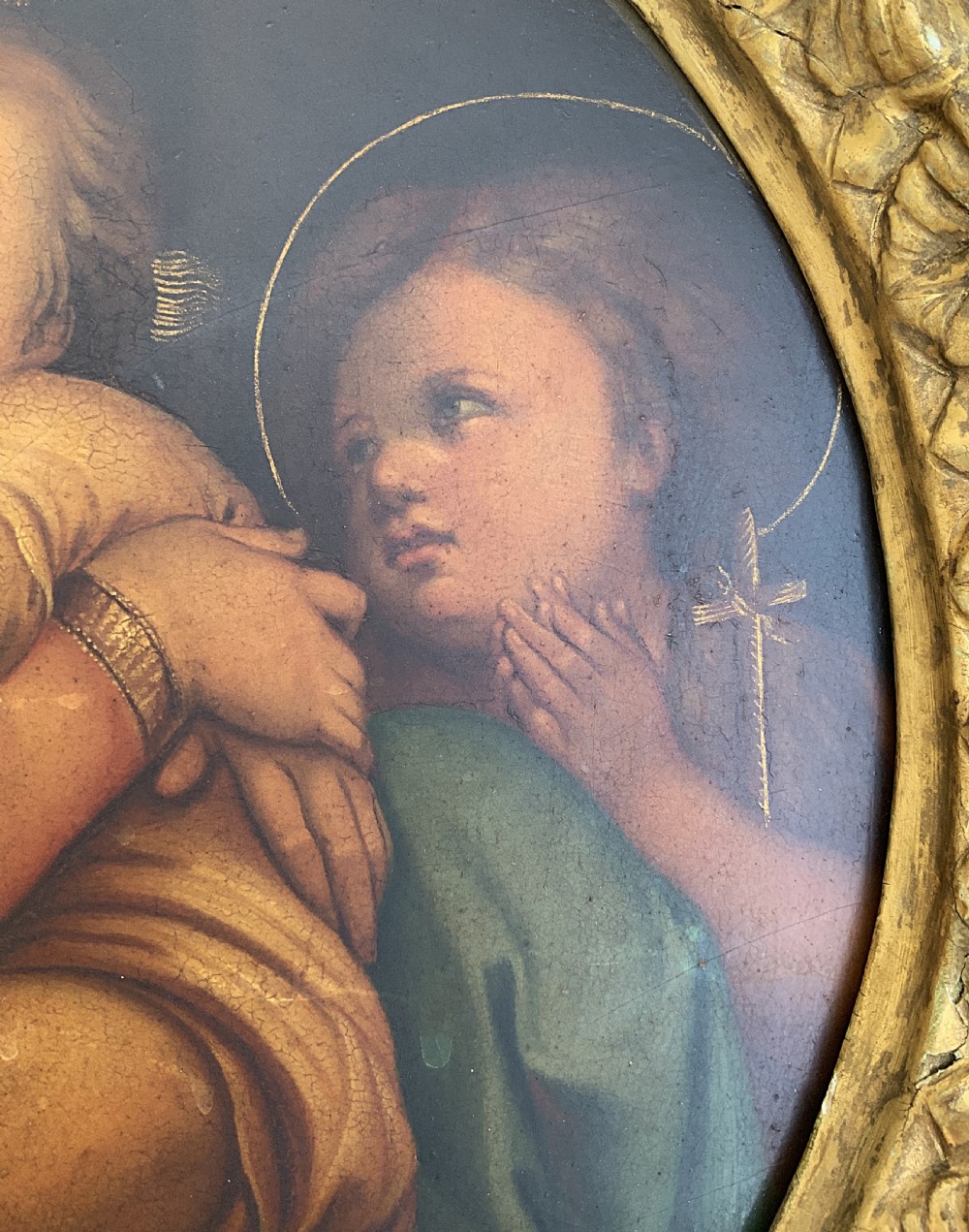 Fine 18thC Italian Old Master Oil Portrait Painting Florentine Giltwood Frame View IX