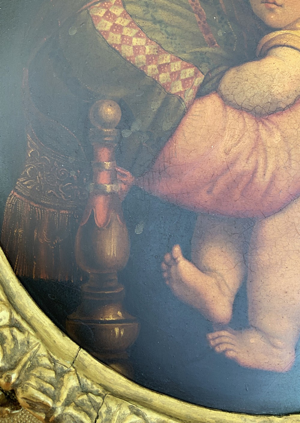 Fine 18thC Italian Old Master Oil Portrait Painting Florentine Giltwood Frame View X