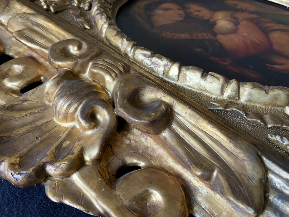 Fine 18thC Italian Old Master Oil Portrait Painting Florentine Giltwood Frame View XII