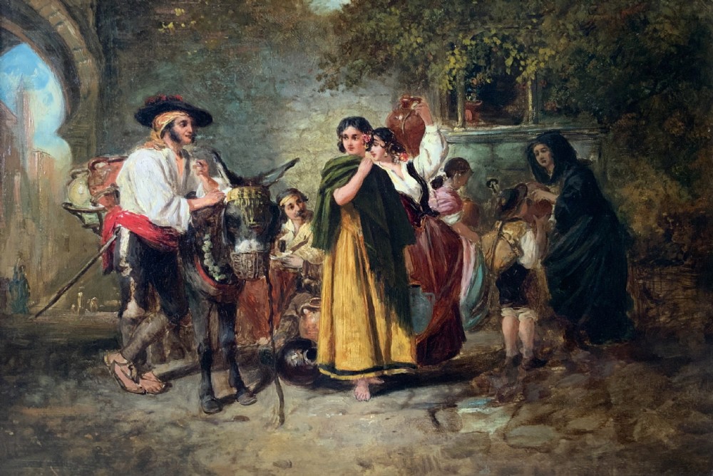 Fine Thomas Kent Pelham R.A (1831-1907) Spanish Genre Village Oil Painting View II