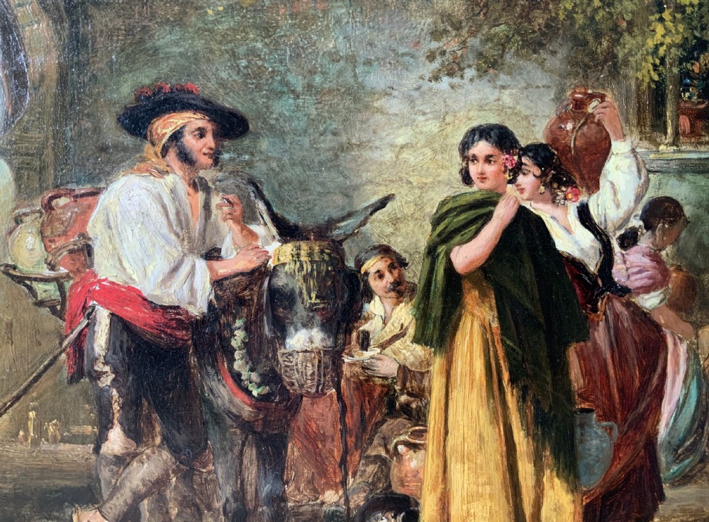 Fine Thomas Kent Pelham R.A (1831-1907) Spanish Genre Village Oil Painting View VII