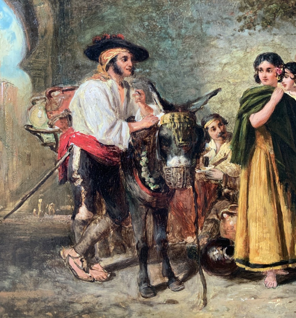 Fine Thomas Kent Pelham R.A (1831-1907) Spanish Genre Village Oil Painting View IX