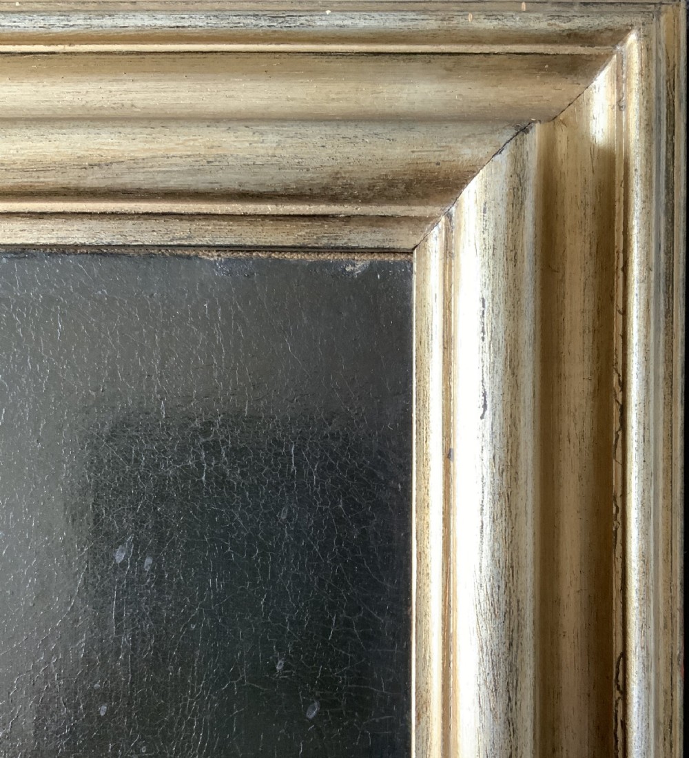 A 17th-century Dutch Old Master oil portrait of a man with a beard, lace ruff, and armour, presented in a light-coloured moulded wooden frame. View IX