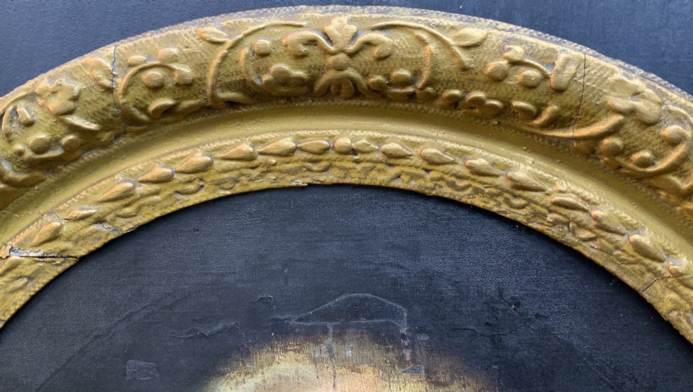 An oval 17th-century oil painting depicting a gentleman with grey hair, a moustache, and white falling bands collar in a carved gold frame. View IX