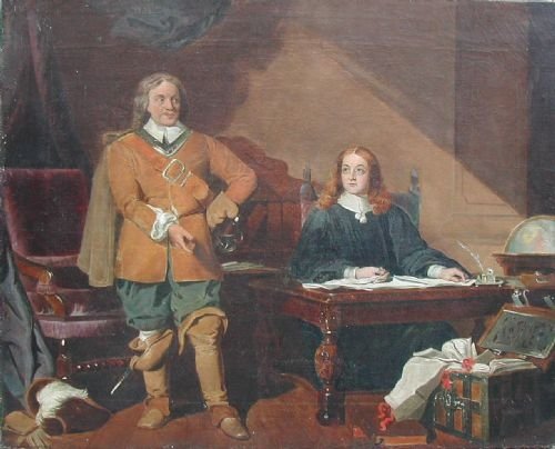 The Protector dictating the letter to John Milton, 1a655 by Frederick Newenham (1807–1859) 