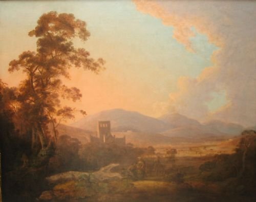 Melrose Abbey with the River Tweed Beyond, Attributed to Julius Caeser Ibbetson (1759-1817)