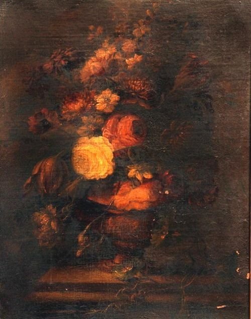 A Still Life of Summer Flowers in an Urn, on a Stone Ledge, Attributed to Elisabetta Marchioni, Iind 17th Century