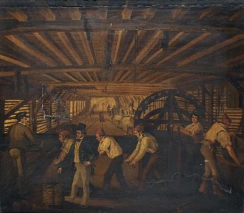 The Rope Makers Winding the Rope with a Rope Walk Beyond; English School