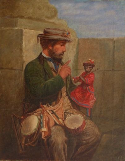 A Troubadour Resting with His Capuchin Monkey, Attributed to William Holman Hunt, 19th Century
