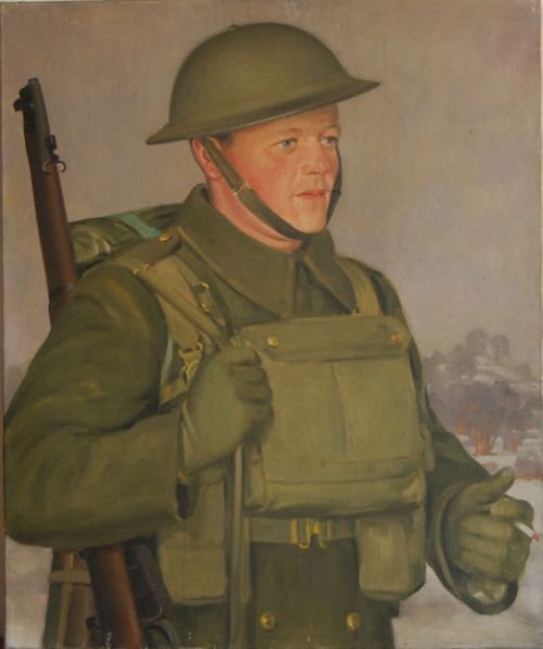 Portrait of Private Pete Hobbs, Norton Barracks, Worcester 1941   by Ernest Waldron West 1904-1994