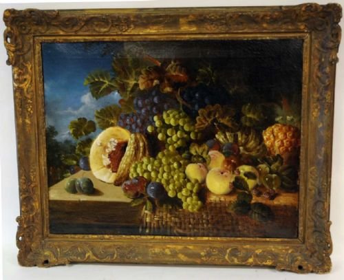 fig 1. Still Life of Fruit on a Ledge by George Lance 1802-1864