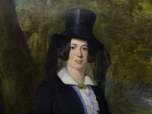 fig 2. Sir Francis Grant PRA 1803-1878 Portrait of an Elegant lady in Riding Dress standing by a parkland Tree