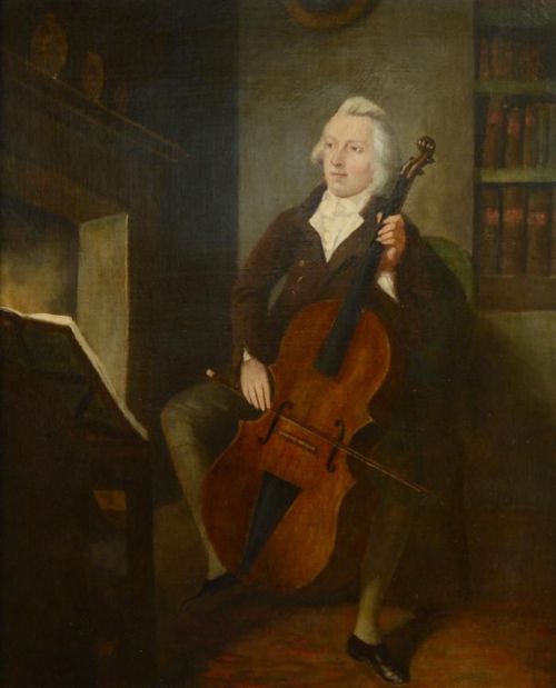 Circle of Francesco Renaldi   1755 - 1798  Portrait of a Young Gentleman Playing His Cello in an Interior