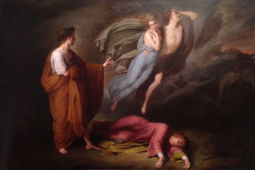 Ary Scheffer   1795 - 1858,  Dante and Virgil with Paola and Francesca