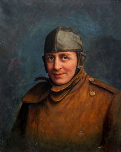 Portrait of a Ww I  Allied Aviator in Flying Dress a Leather Coat and Leather Flying Cap  by Albert Rubin 1887 - 1956
