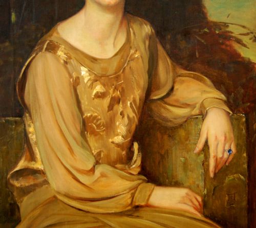 fig 2. Circle of Sir James Jebusa Shannon, RA 1862-1923 Portrait of an Elegant Lady seated under a Tree