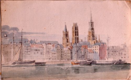 Attributed Thomas Shotter Boys, 1803–1874
Cathedral of Notre Dame, Rouen from the River Seine