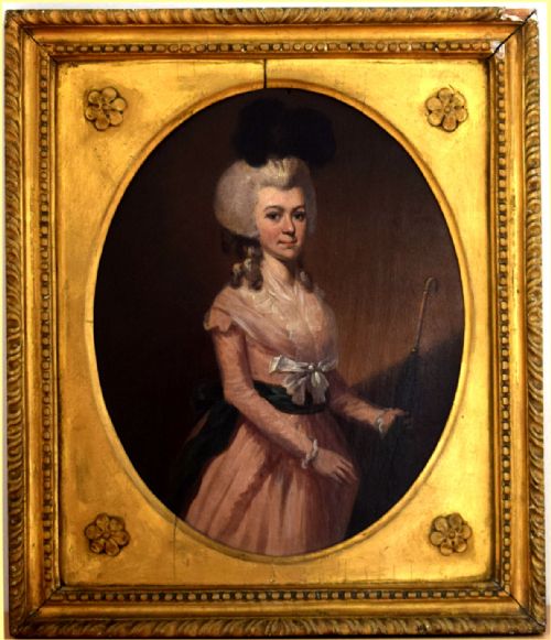 FRANCIS ALLEYNE 1750 1815PORTRAIT OF AN ELEGANT LADY HOLDING A PARASOL - ADDITIONAL PHOTO 3