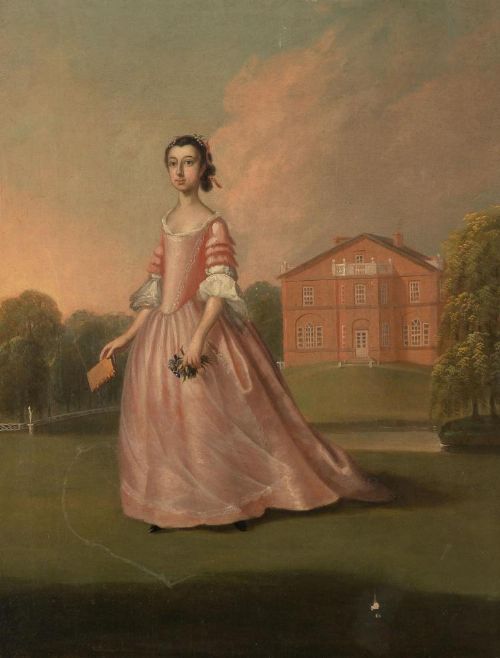 Edward Haytley , Fl. 1740–1764
Portrait of Anne Massingberd 1747- with Ormsby Hall Beyond
