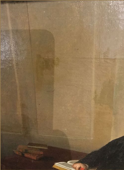 STEPHEN TAYLOR FL 1808 1849A GENTLEMAN SEATED ON A CHIPPENDALE DESK CHAIR IN A PANELED INTERIOR - ADDITIONAL PHOTO 4