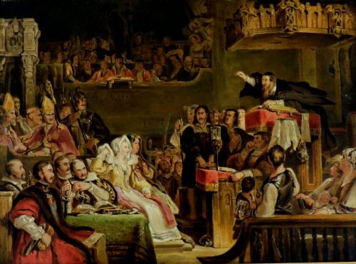 Attributed to Sir David Wilkie, R.a., 1785 – 1841
John Knox Preaching Before the Lords of the Congregation, in the Parish Church of St. Andrew's, 10th June, 1559,