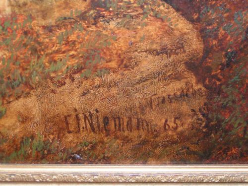 fig 1. A nineteenth-century Victorian oil painting depicting a rugged Scottish mountain landscape in the Trossachs with cloud formations and foreground figures.